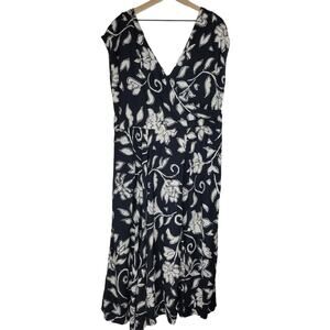 Together! Women's Black Floral Flowy Dress 16 Feminine Romantic 90s